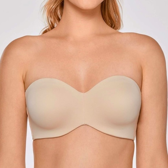 New 38D DELIMIRA Strapless Underwire Minimizer Bra Plus Size Support nude beige - Picture 2 of 11